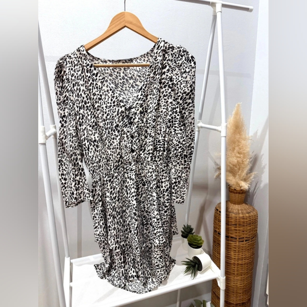 Leopard Print Long Sleeve Dress